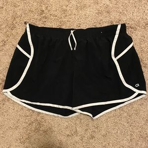 Black and white running shorts